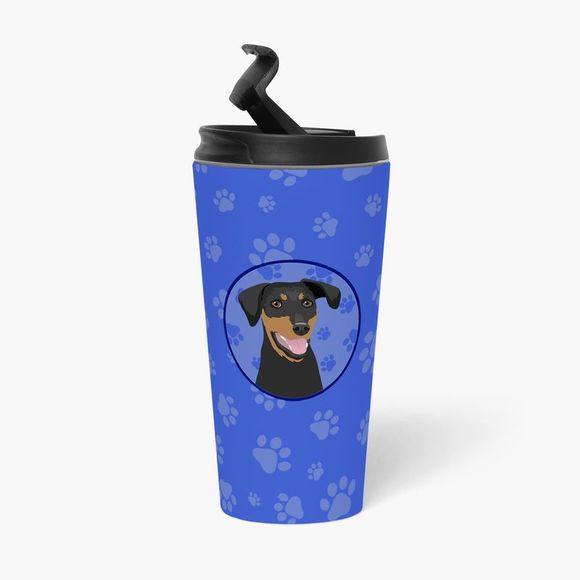 Doberman Pinscher Black and Rust Natural Ears #1  Stainless Steel 16 oz  Tumbler - Picture 3 of 4